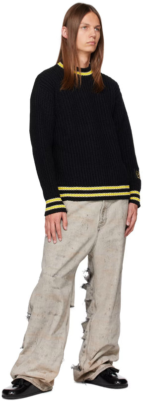 Black College Patch Sweater