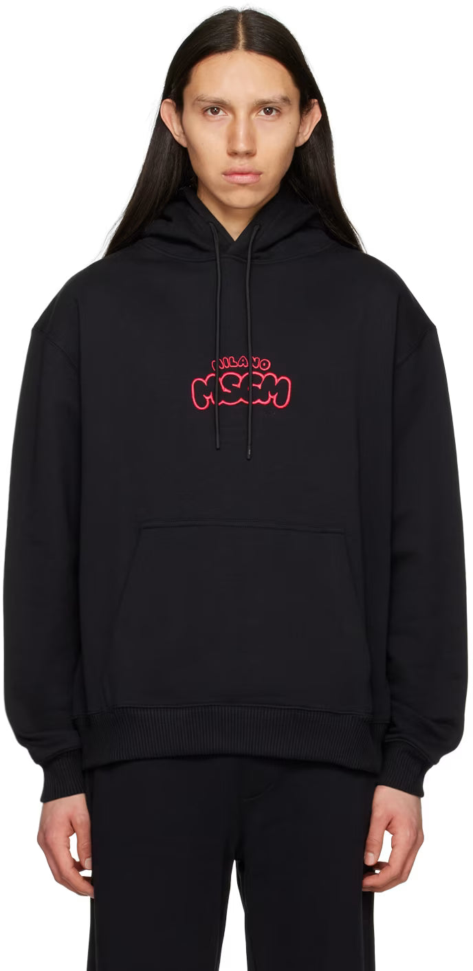 Black Embroidered Hoodie