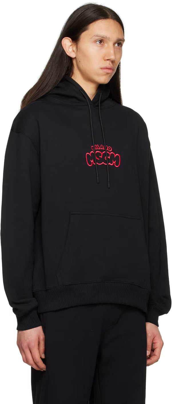 Black Embroidered Hoodie