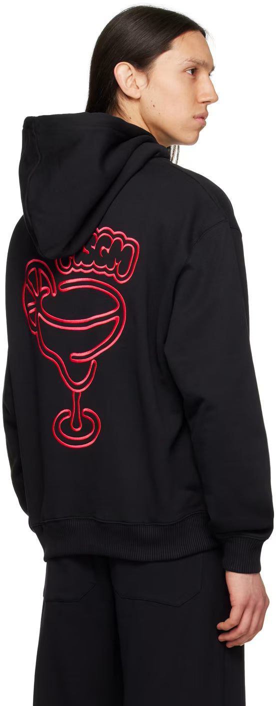 Black Embroidered Hoodie