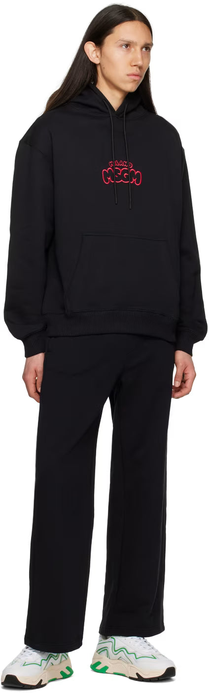 Black Embroidered Hoodie