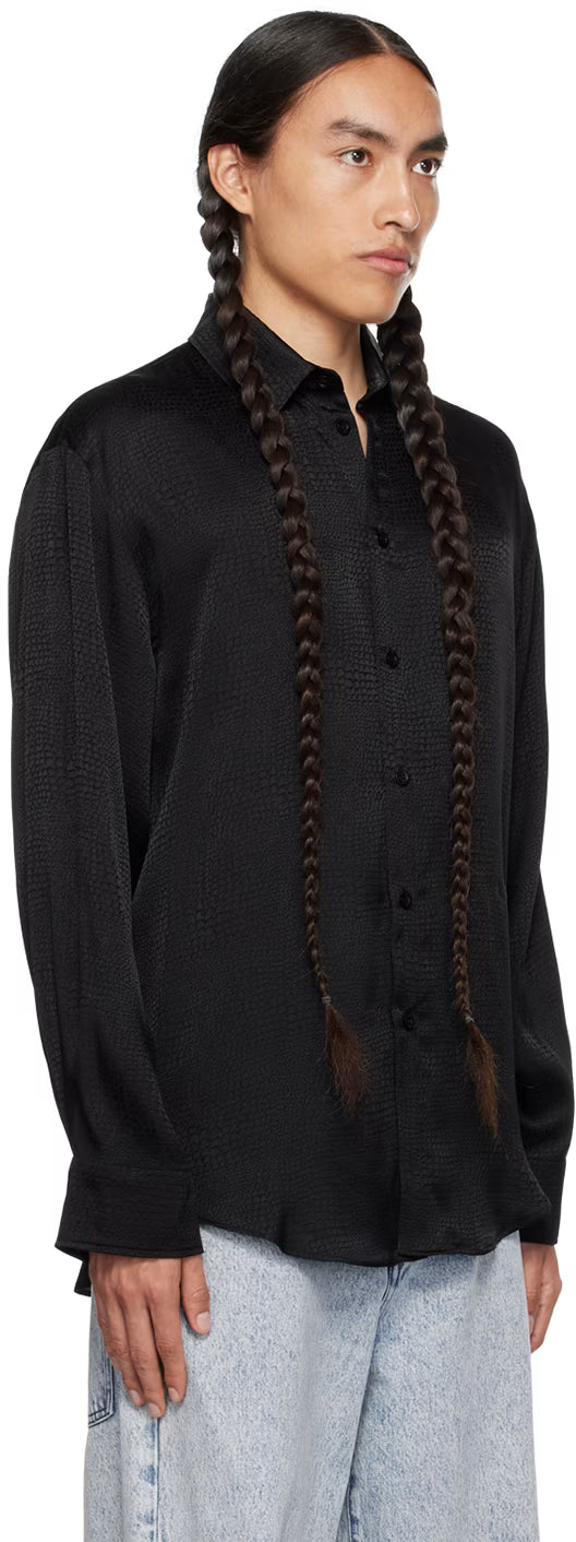 Black Spread Collar Shirt