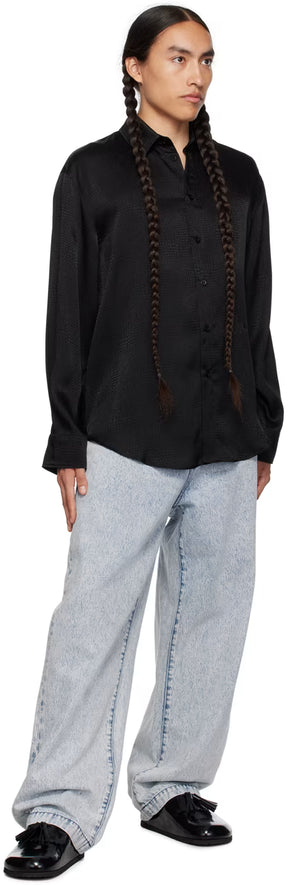 Black Spread Collar Shirt