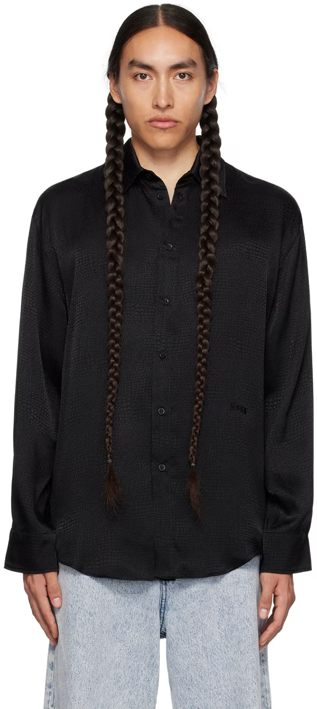 Black Spread Collar Shirt