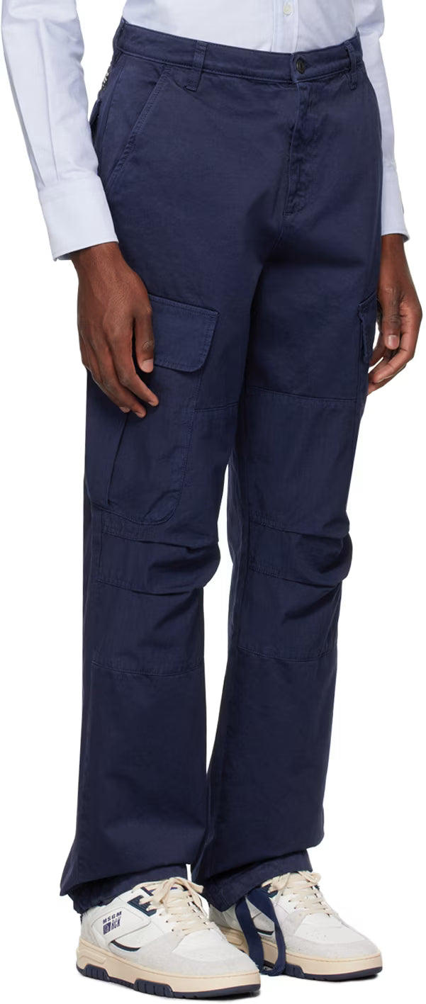 Blue Paneled Cargo Pants