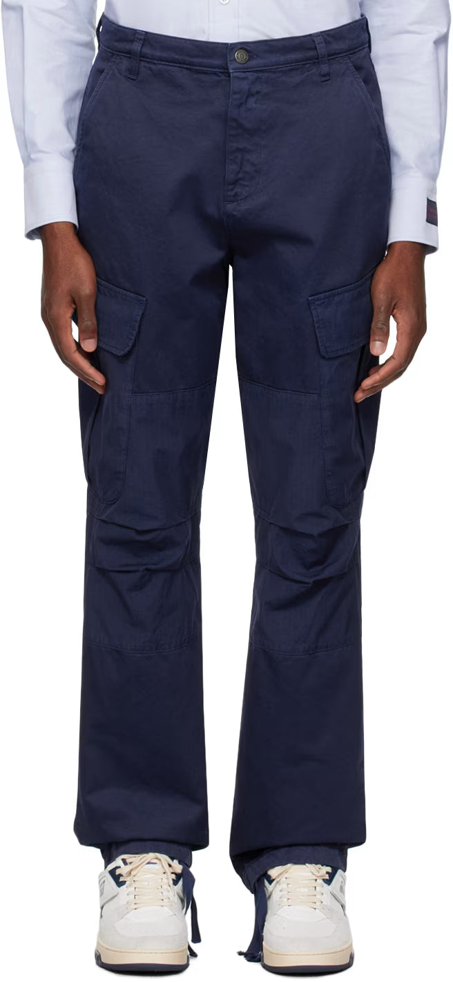 Blue Paneled Cargo Pants