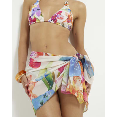 Multi Colour Tropical Embellished Mini Sarong