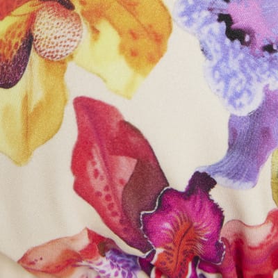 Multi Colour Tropical Print Bikini Top