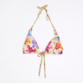 Multi Colour Tropical Print Bikini Top