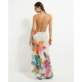 Multi Colour Tropical Print Maxi Beach Skirt