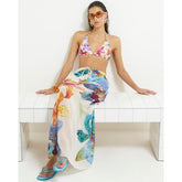 Multi Colour Tropical Print Maxi Beach Skirt