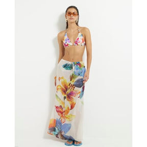 Multi Colour Tropical Print Maxi Beach Skirt