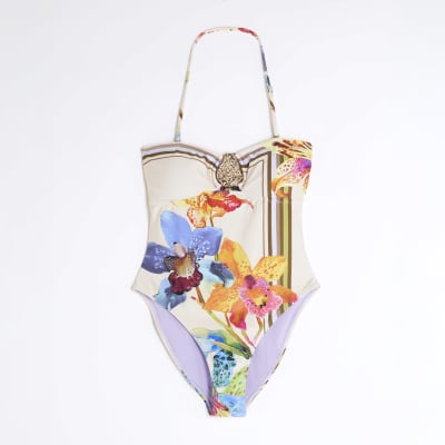 Multi Colour Tropical Print Swimsuit