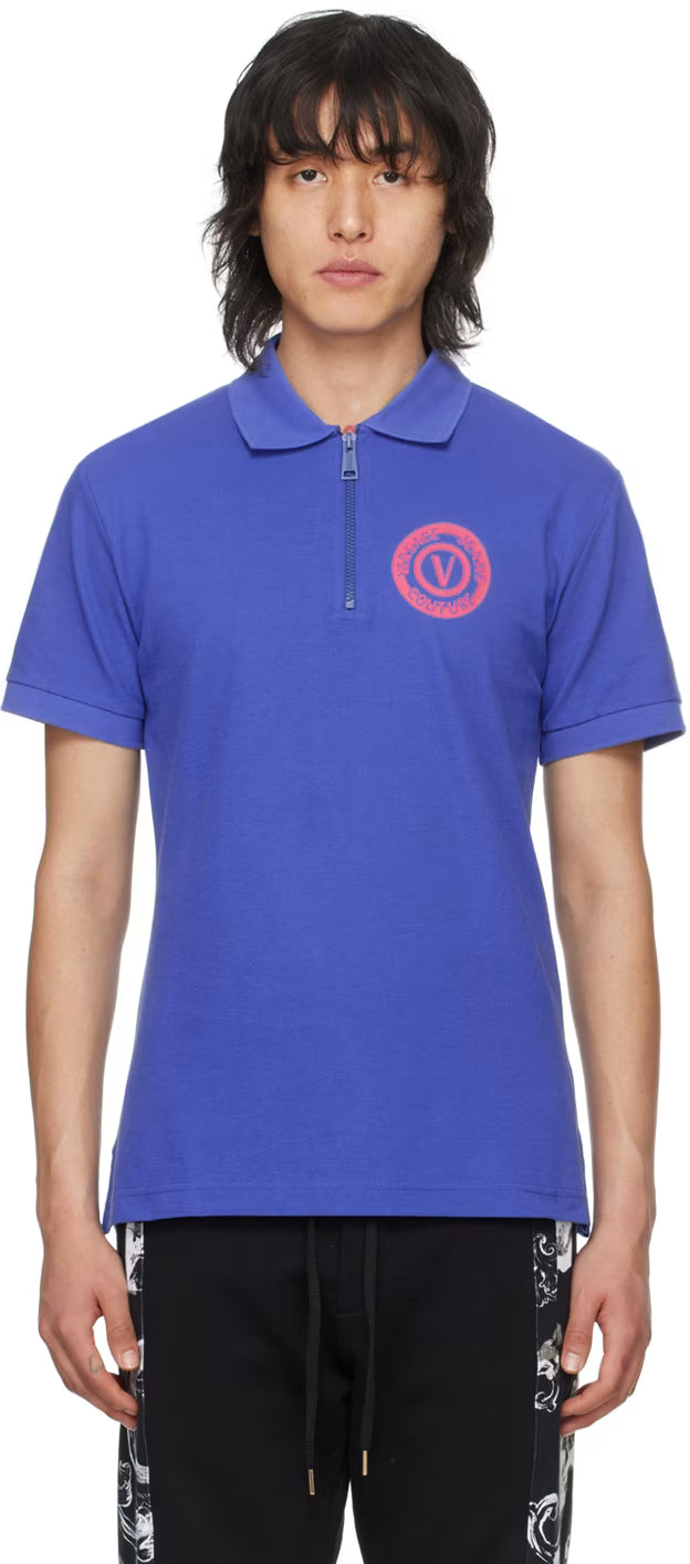 Blue V-Emblem Polo