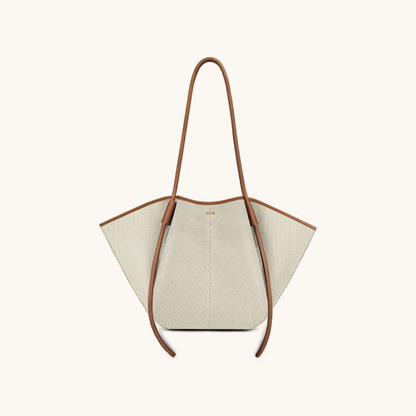 Nala Wide Tote Bag - Brown Canvas