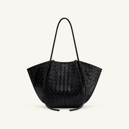 Nala Wide Weave Texture Tote Bag - Black