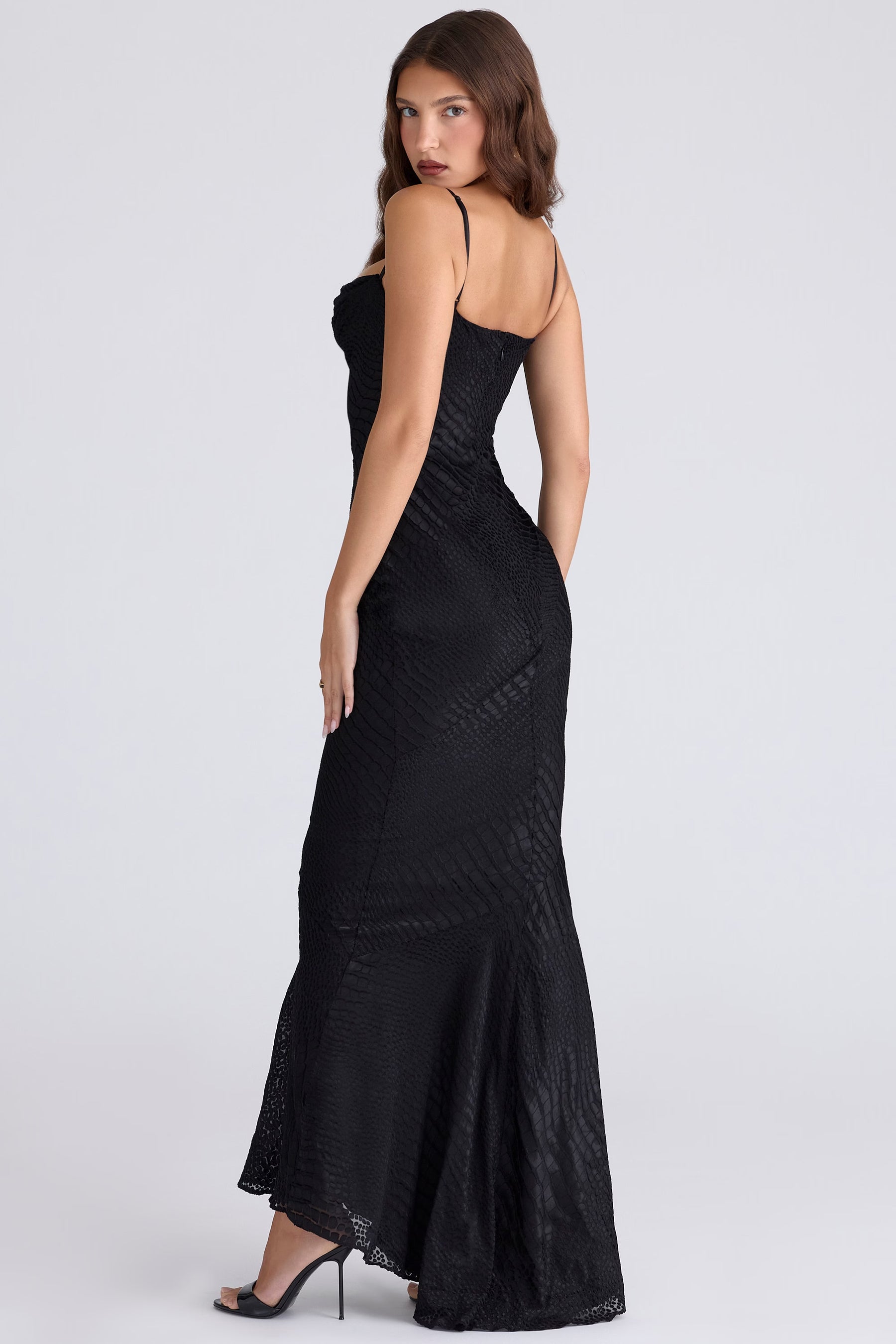 Nalani black devoré satin maxi gown - limited edition
