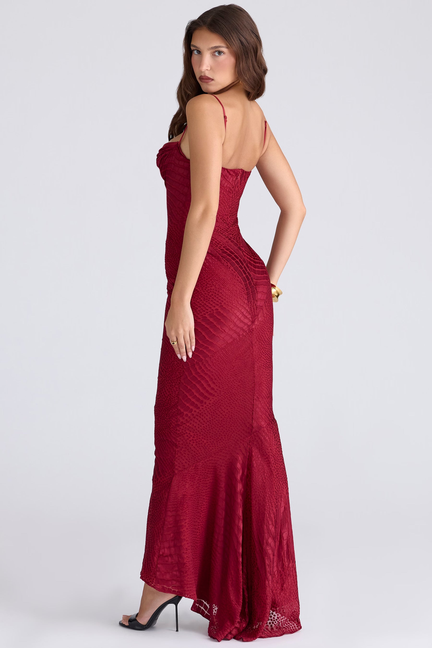 Nalani deep red devoré satin maxi gown - limited edition