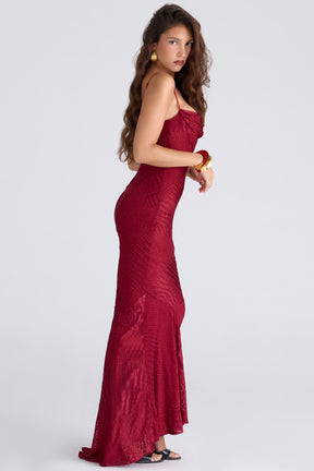 Nalani deep red devoré satin maxi gown - limited edition