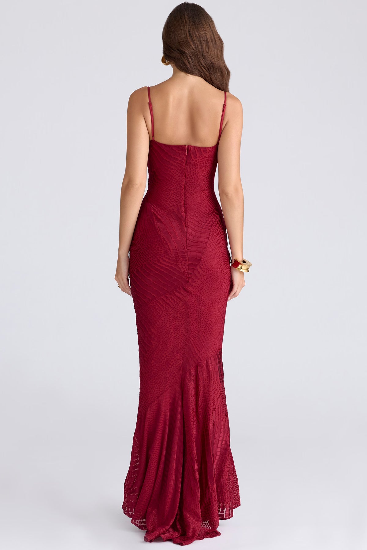 Nalani deep red devoré satin maxi gown - limited edition