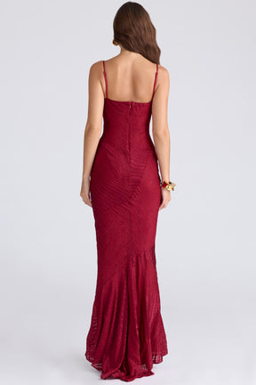 Nalani deep red devoré satin maxi gown - limited edition