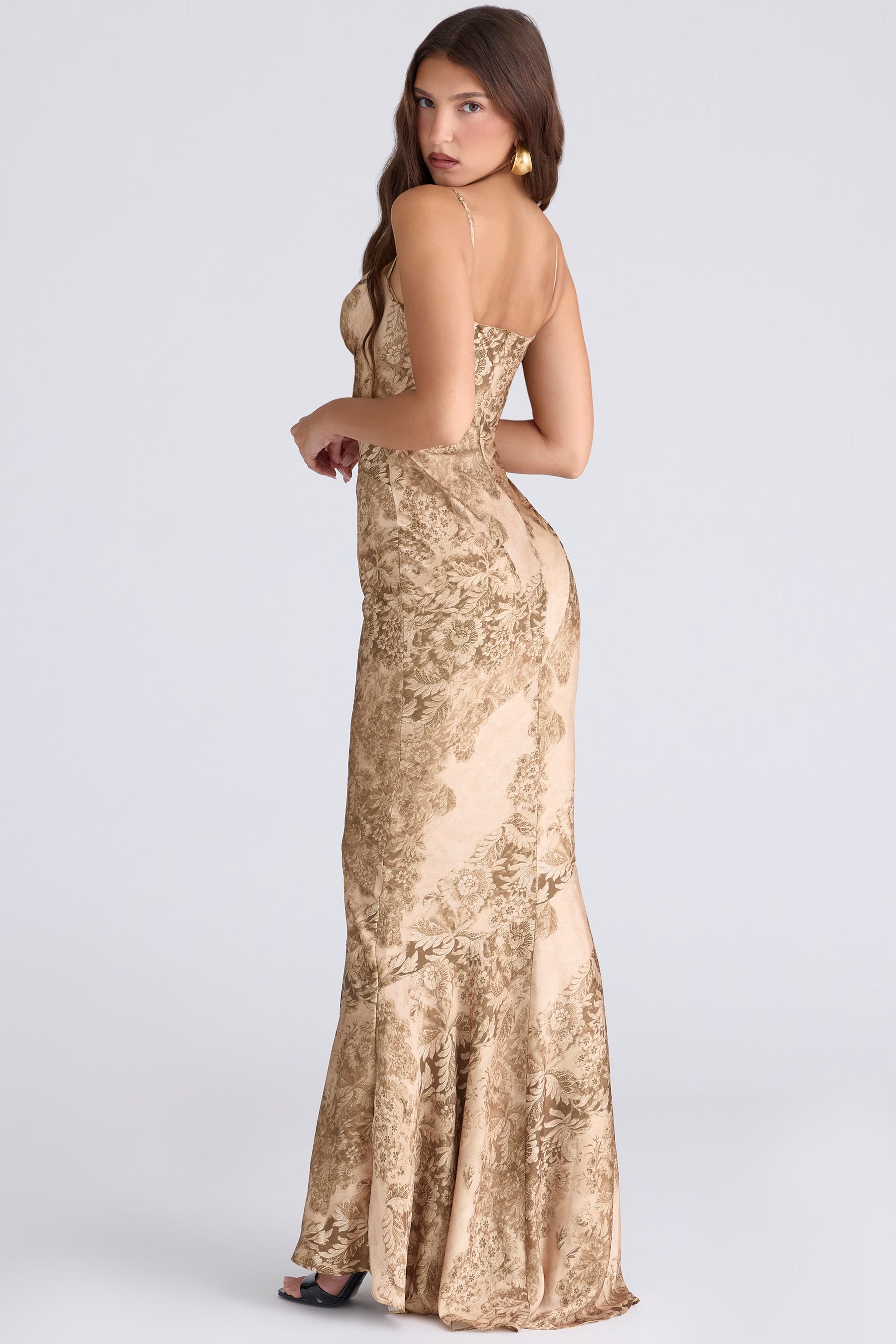 Nalani gold patterned satin maxi dress - limited edition