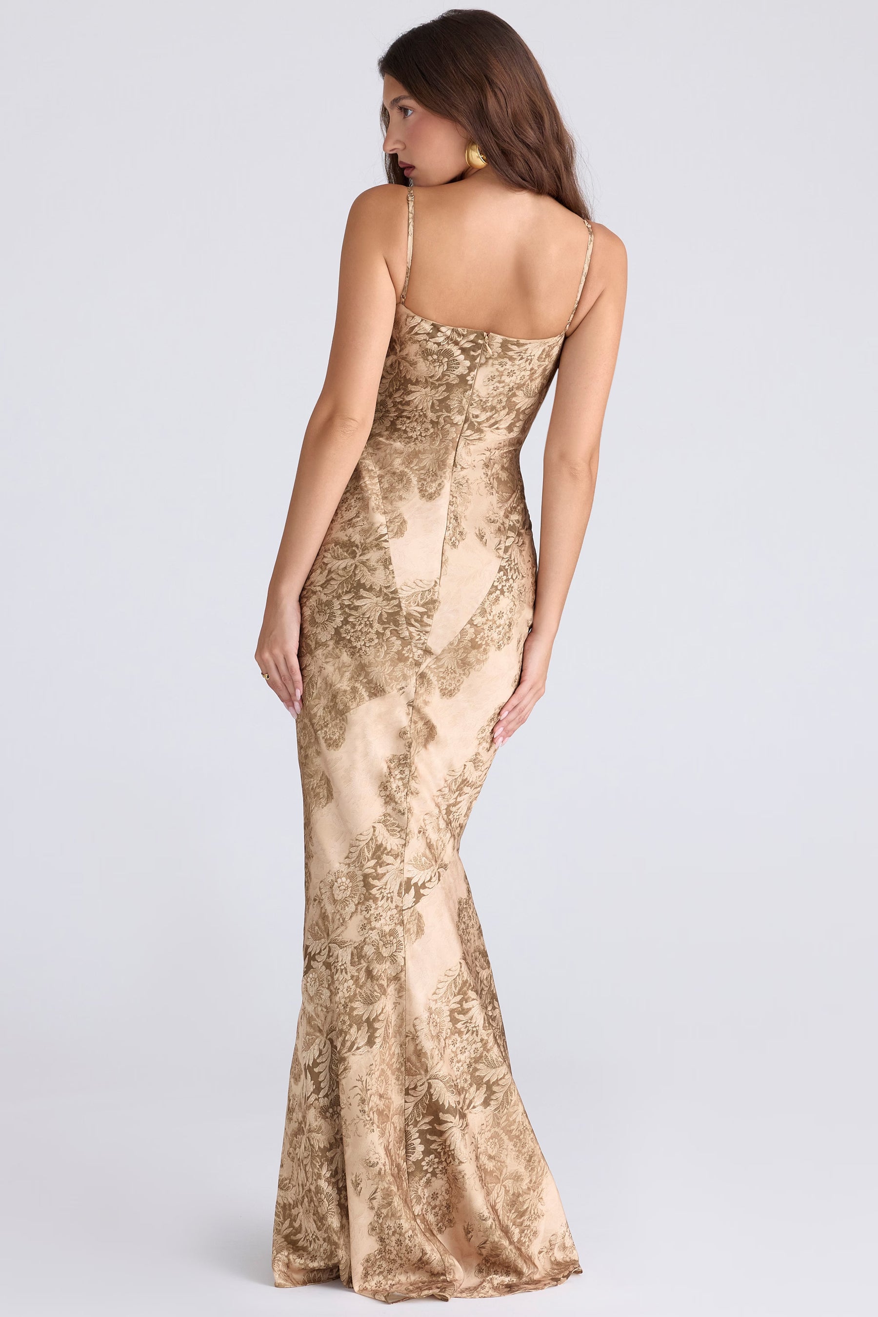 Nalani gold patterned satin maxi dress - limited edition