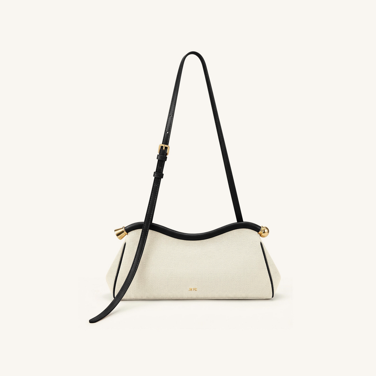 Naomi Curved Shoulder Bag - Black Canvas