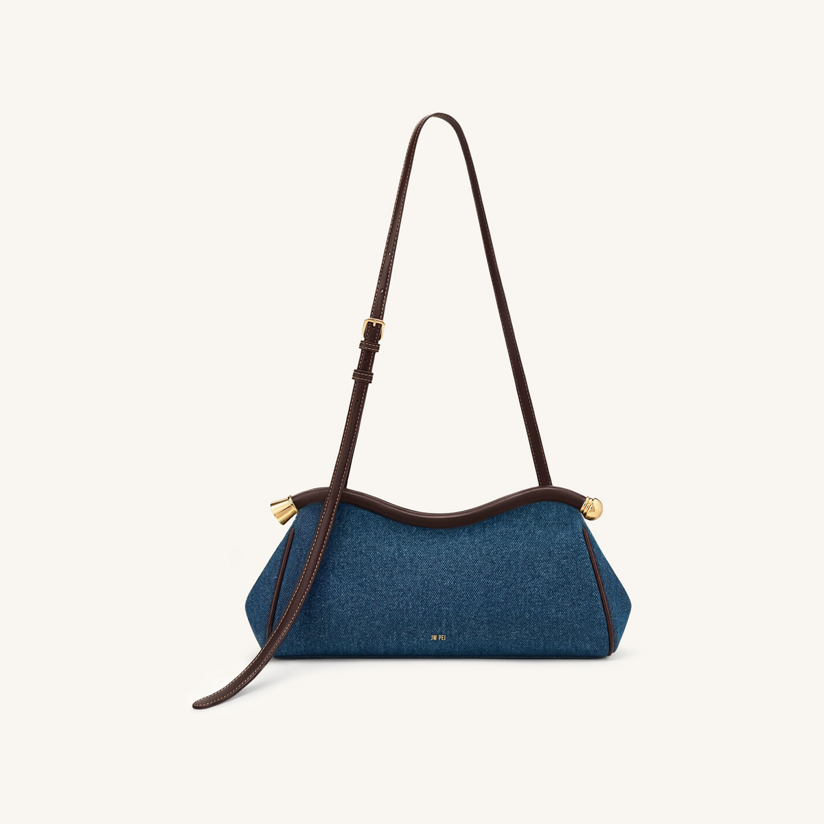 Naomi Curved Shoulder Bag - Black Croc