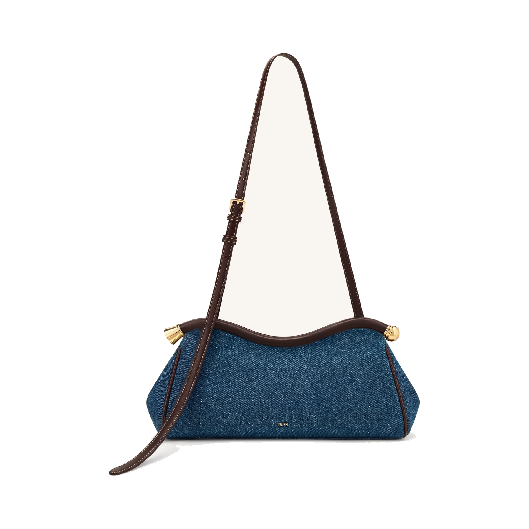 Naomi Curved Shoulder Bag - Blue Denim