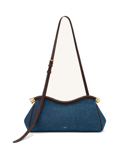 Naomi Curved Shoulder Bag - Blue Denim
