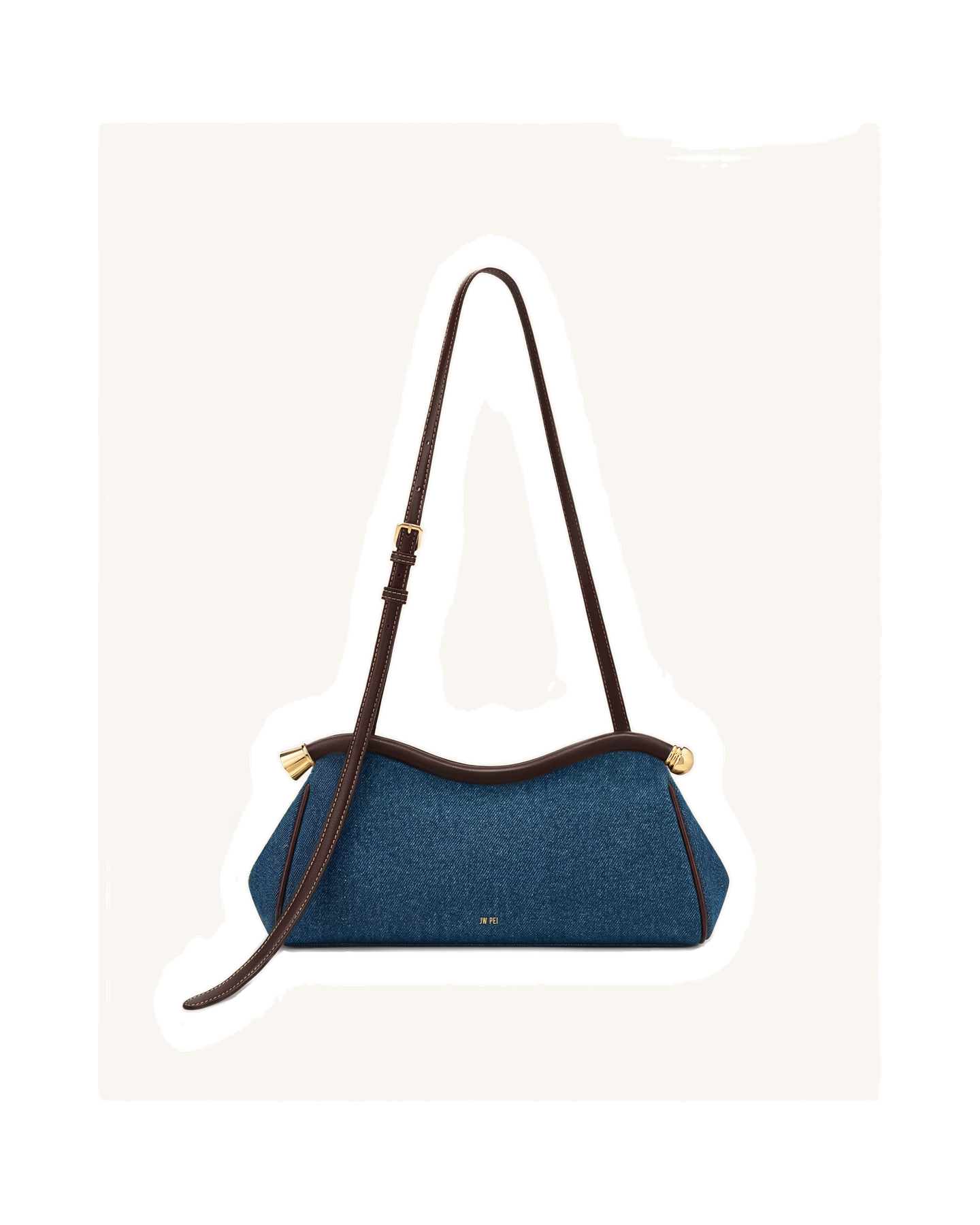 Naomi Curved Shoulder Bag - Blue Denim