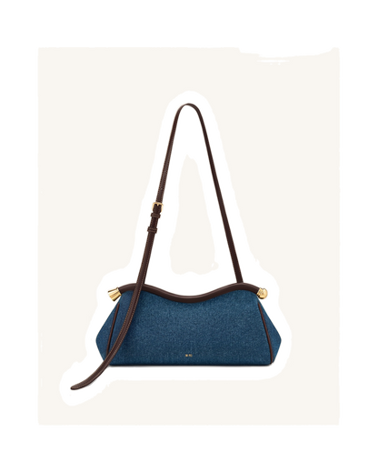 Naomi Curved Shoulder Bag - Blue Denim