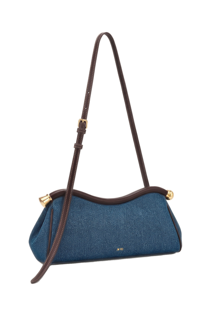 Naomi Curved Shoulder Bag - Blue Denim