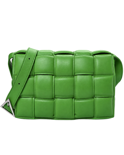 Nappa Maxi Intreccio Padded Cassette Crossbody Bag Parakeet