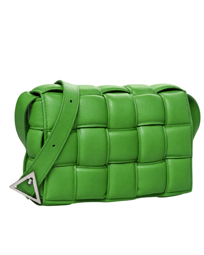 Nappa Maxi Intreccio Padded Cassette Crossbody Bag Parakeet