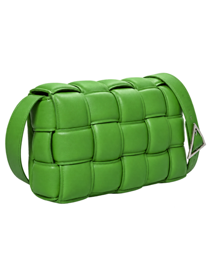 Nappa Maxi Intreccio Padded Cassette Crossbody Bag Parakeet