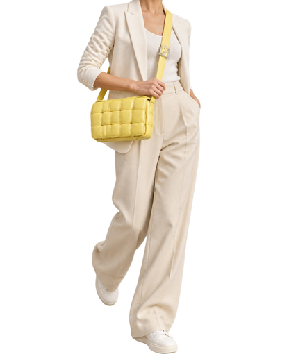 Nappa Maxi Intreccio Padded Cassette Crossbody Bag Sherbert