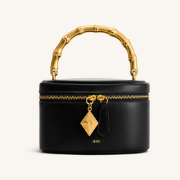Natalie Metal Geometric Pendant Handle Bag - Black