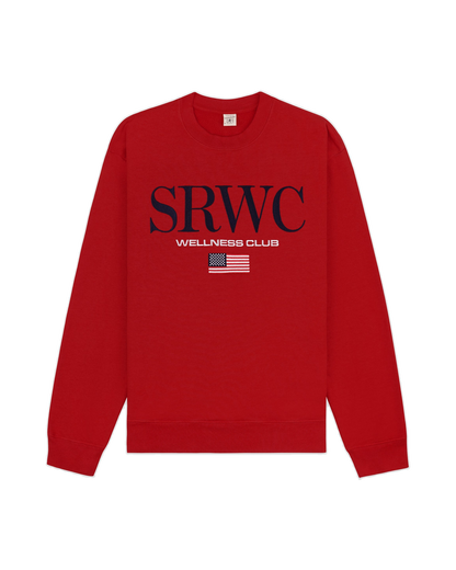 Nautical Embroidered Crewneck - Ruby/Navy
