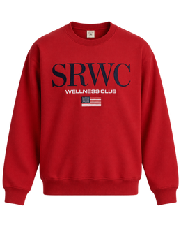 Nautical Embroidered Crewneck - Ruby/Navy