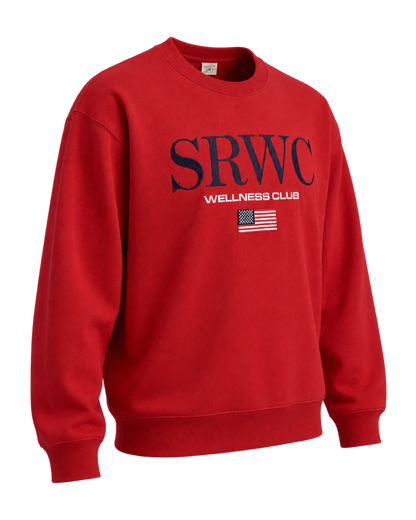 Nautical Embroidered Crewneck - Ruby/Navy