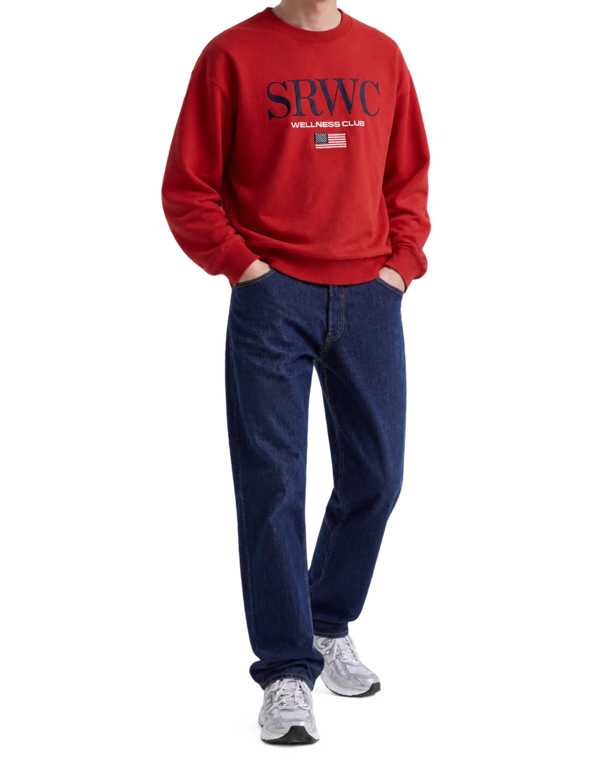 Nautical Embroidered Crewneck - Ruby/Navy