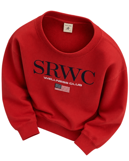 Nautical Embroidered Crewneck - Ruby/Navy
