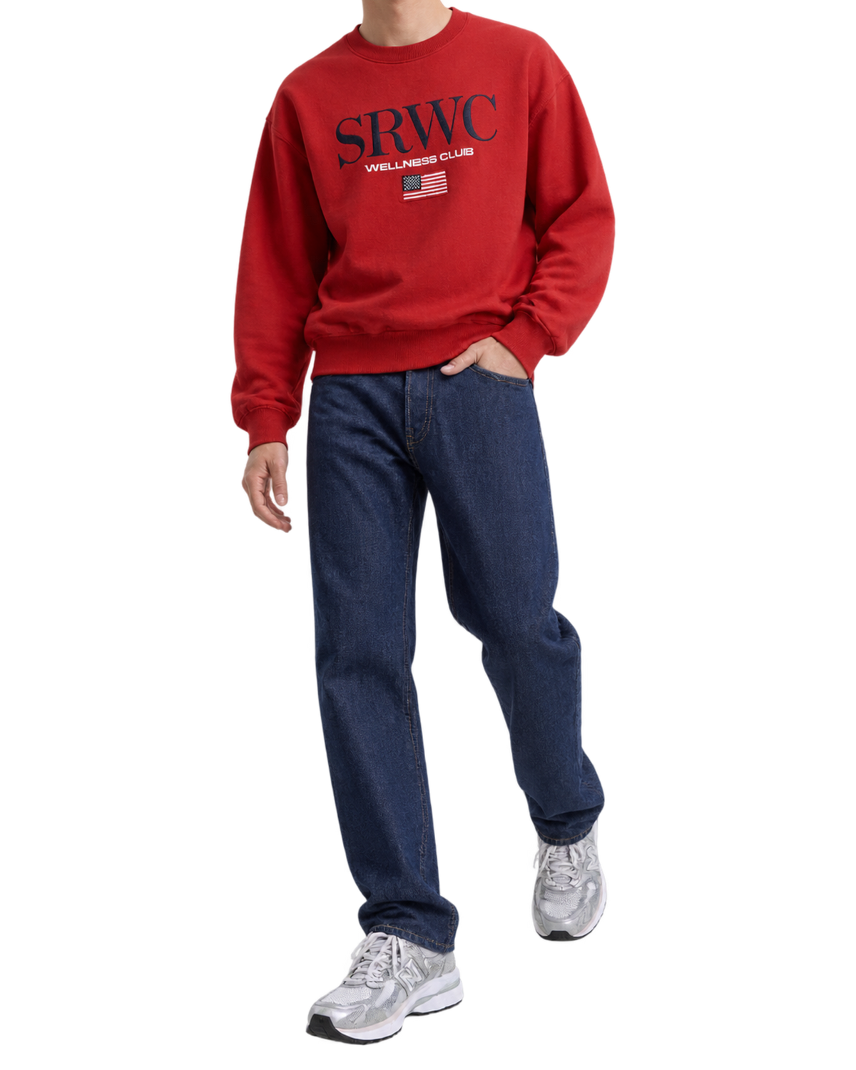 Nautical Embroidered Crewneck - Ruby/Navy