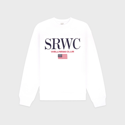 Nautical Embroidered Crewneck - White/Navy/Ruby