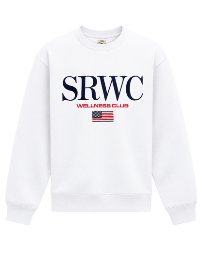 Nautical Embroidered Crewneck - White/Navy/Ruby