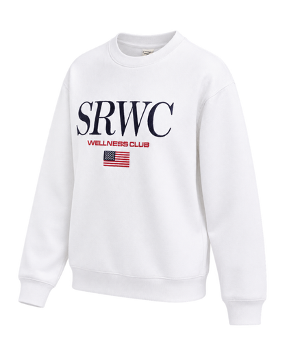 Nautical Embroidered Crewneck - White/Navy/Ruby