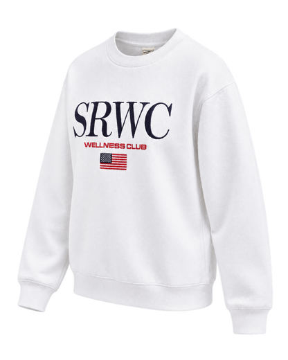 Nautical Embroidered Crewneck - White/Navy/Ruby