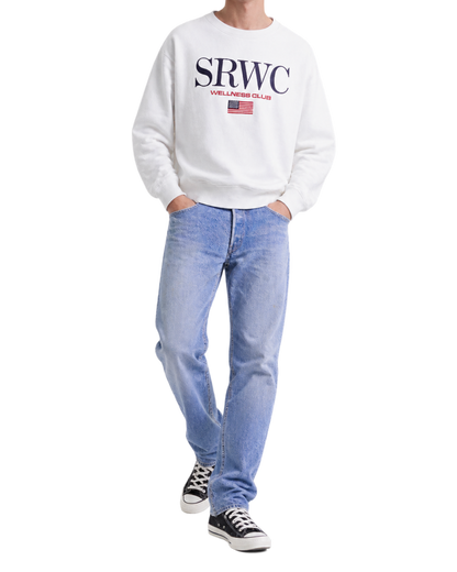 Nautical Embroidered Crewneck - White/Navy/Ruby